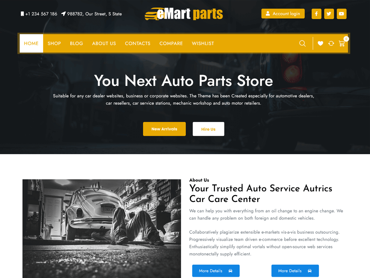 Screenshot of the Auto Parts Store theme