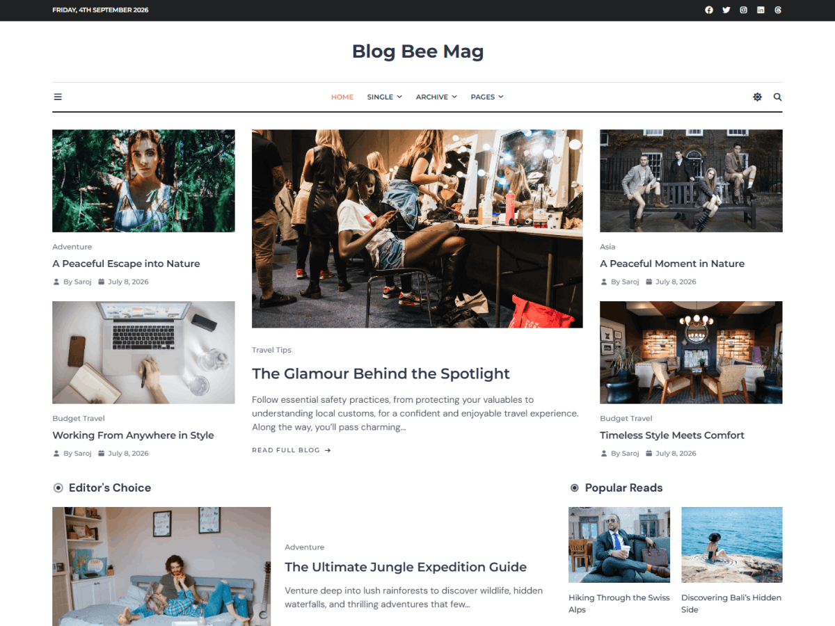 Blog Bee Mag 1.0.1 – WordPress Theme