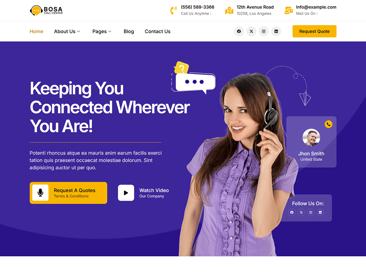 Bosa Call Center 1.0.1 – WordPress Theme