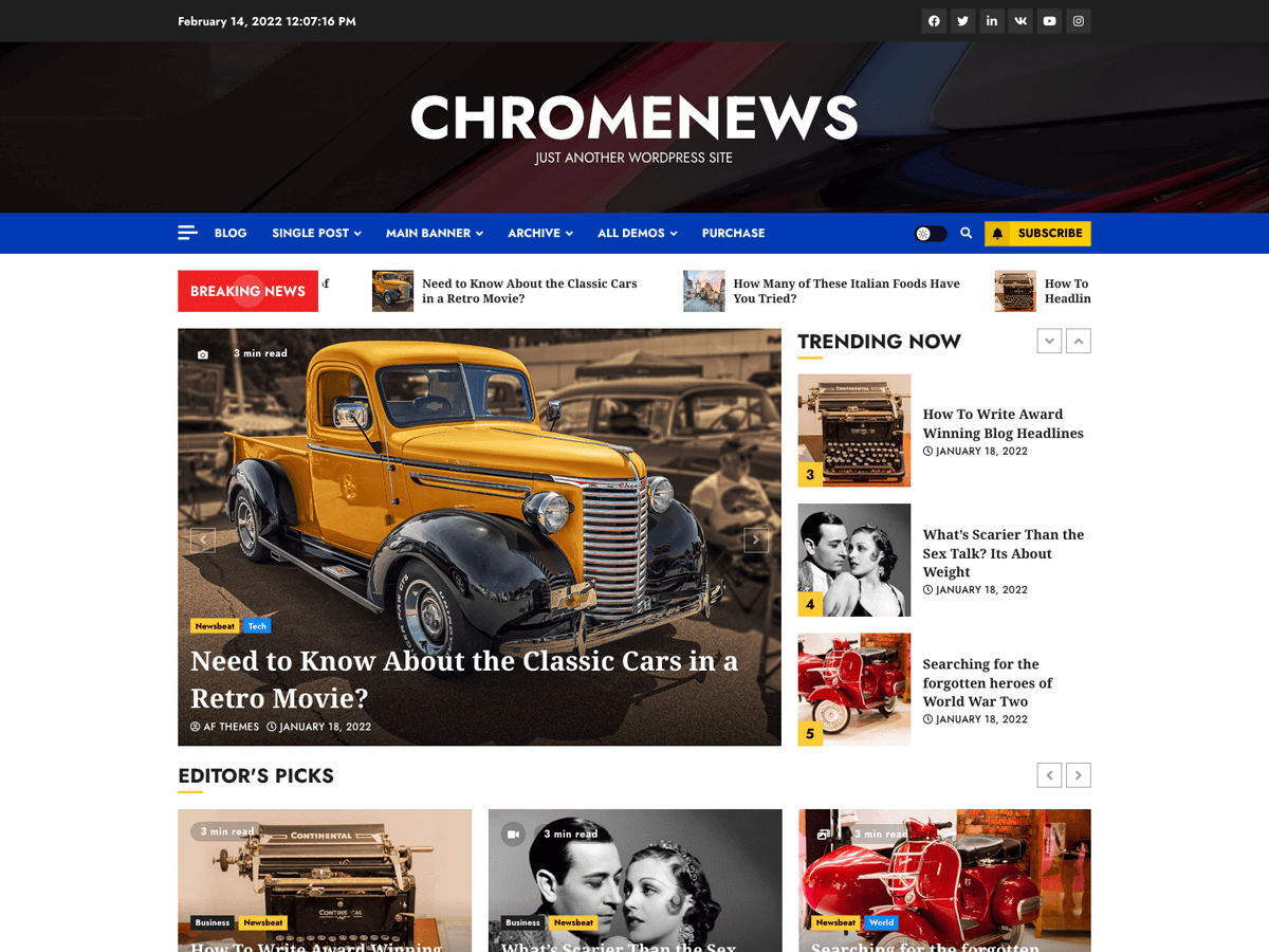 ChromeNews 6.2.11 – WordPress Theme