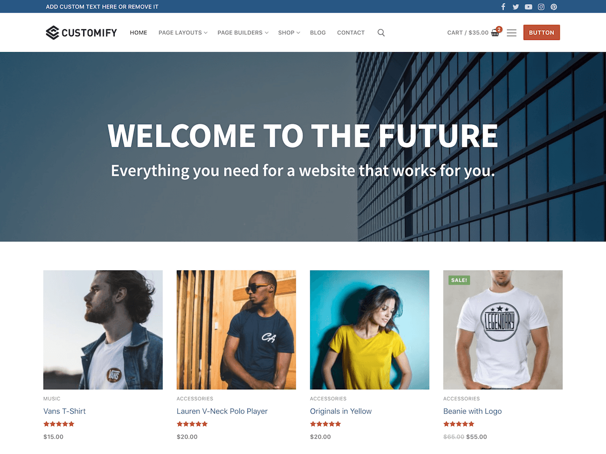 Customify WordPress theme homepage screenshot