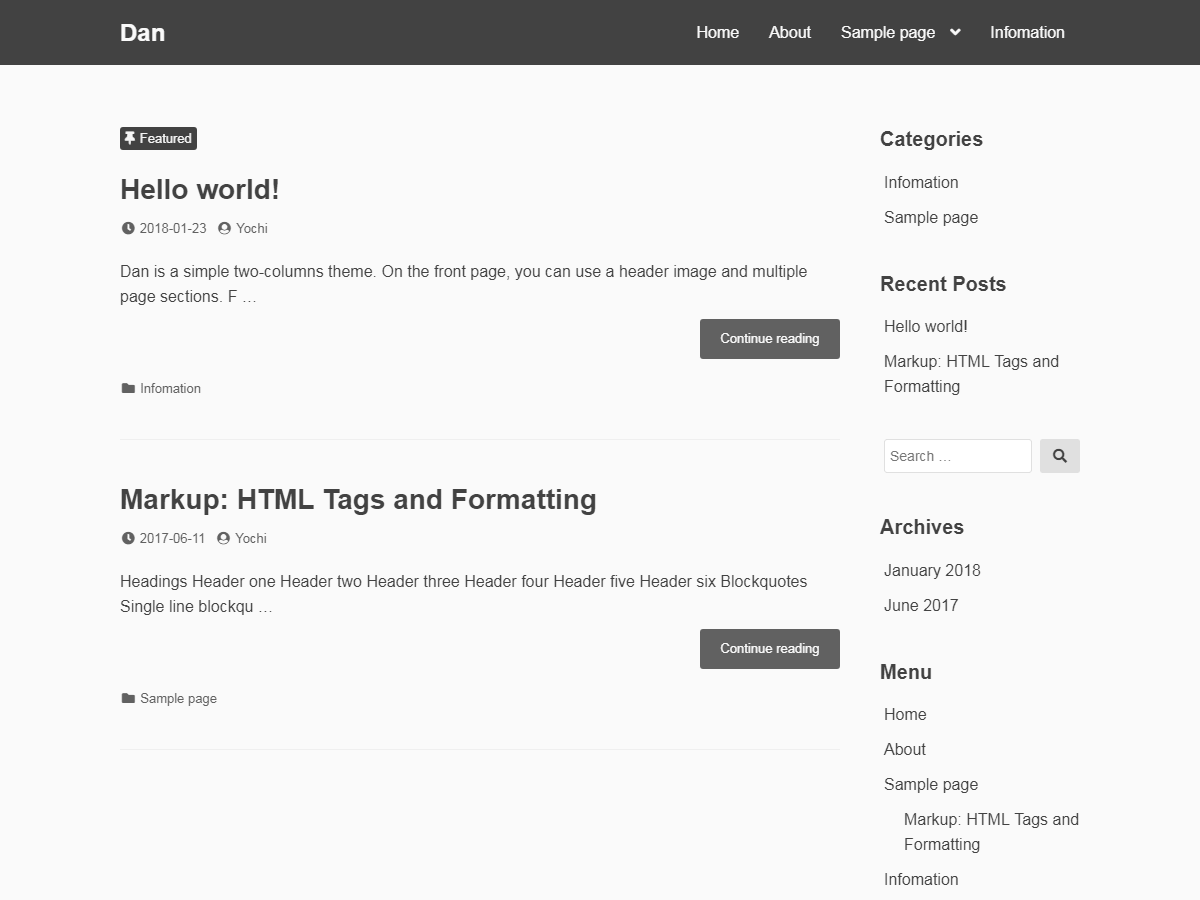 screenshot of theme Dan