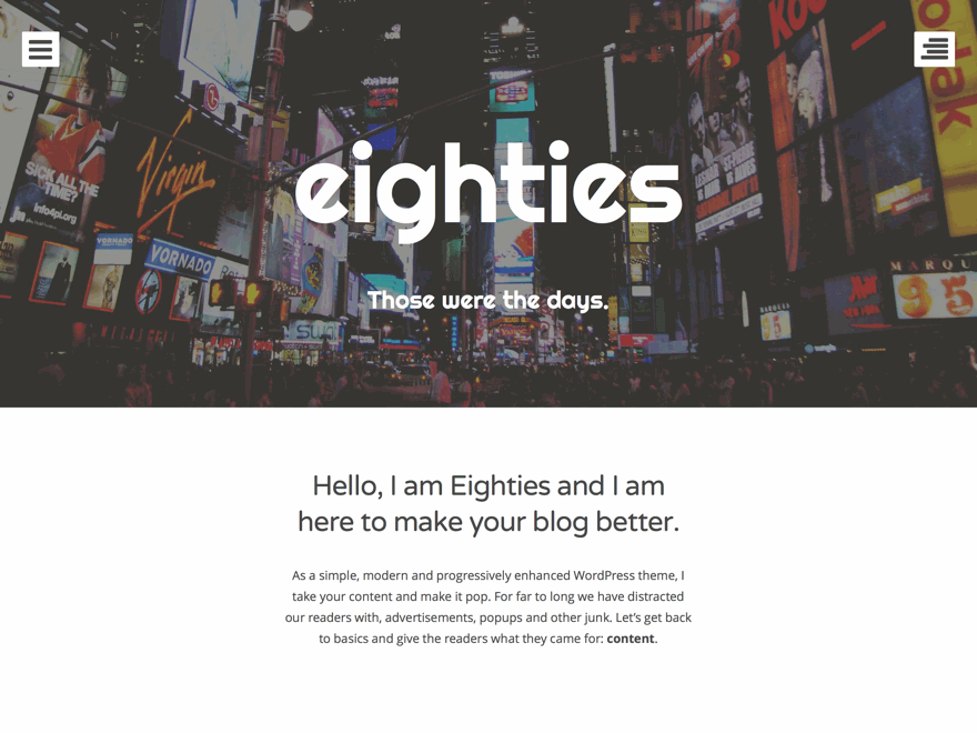 Preview of theme Eighties