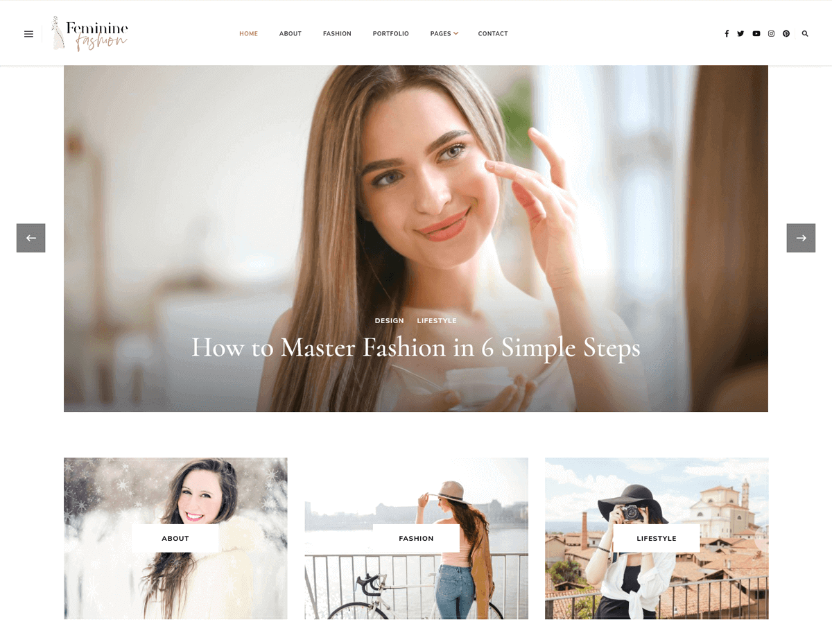 Screenshot of the Feminine Fashion theme