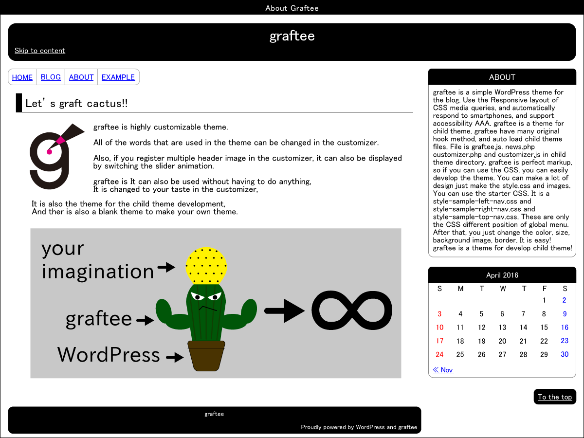 screenshot of theme graftee