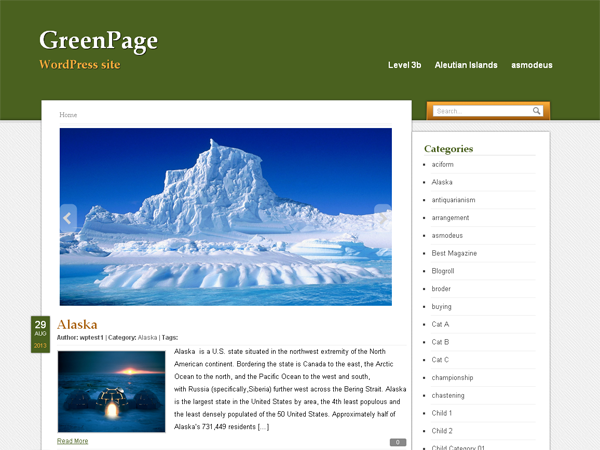 Preview of theme GreenPage