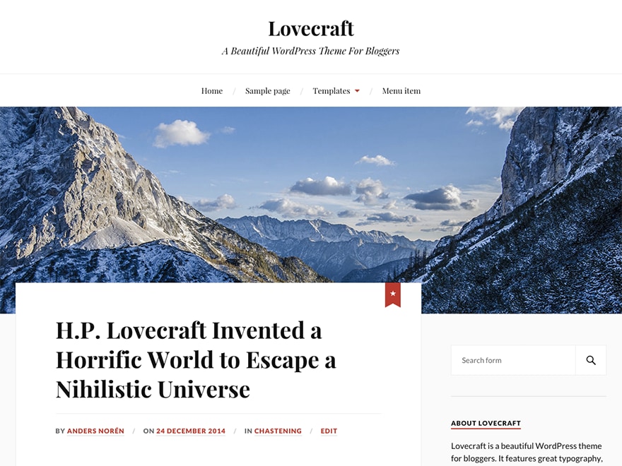 2024 年 64 个优秀免费 wordpress 博客主题 19 lovecraft