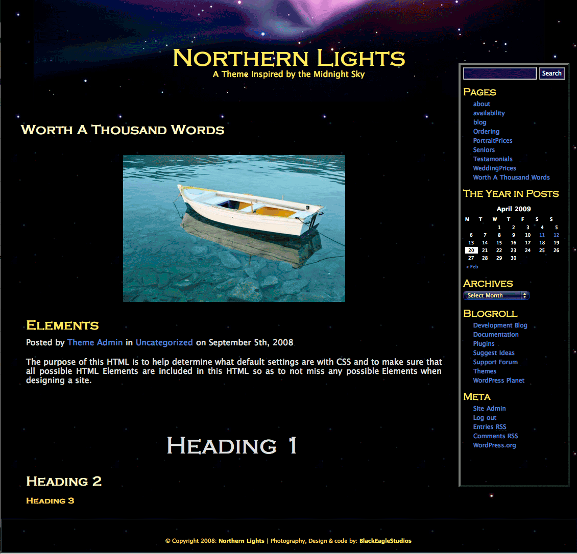 Preview of theme Northern Lights