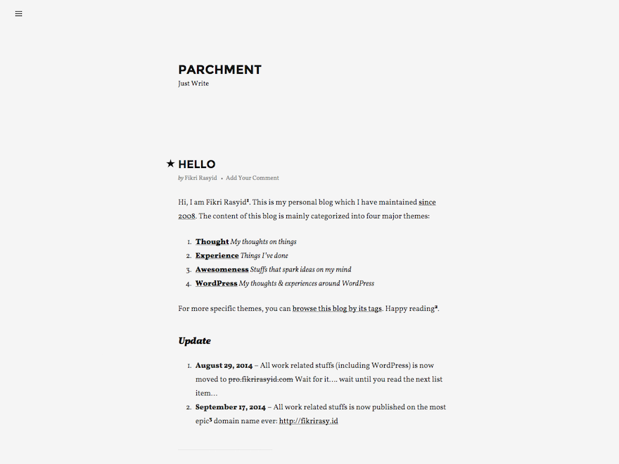 Preview of theme Parchment