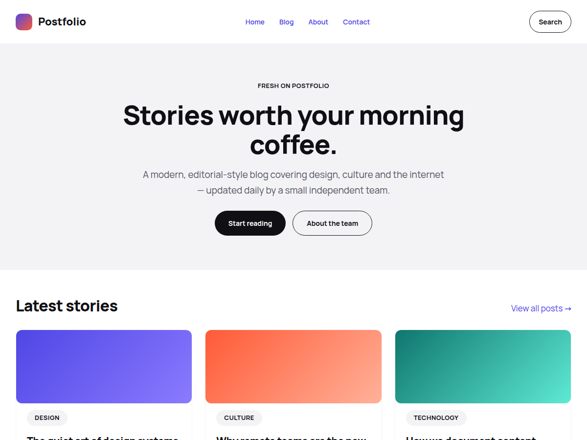 Postfolio Blocks 1.0.3 – WordPress Theme