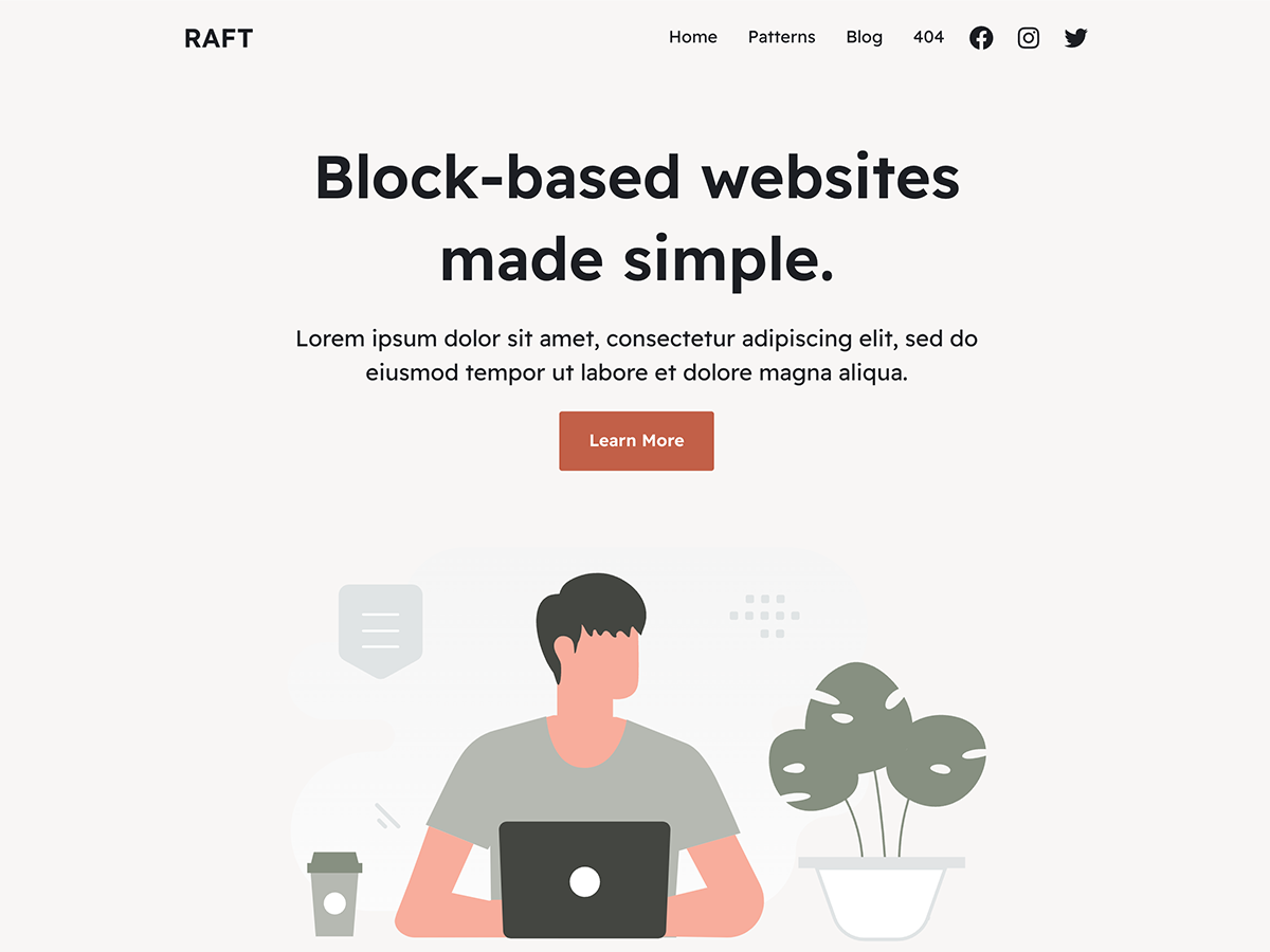 Raft WordPress theme homepage screenshot