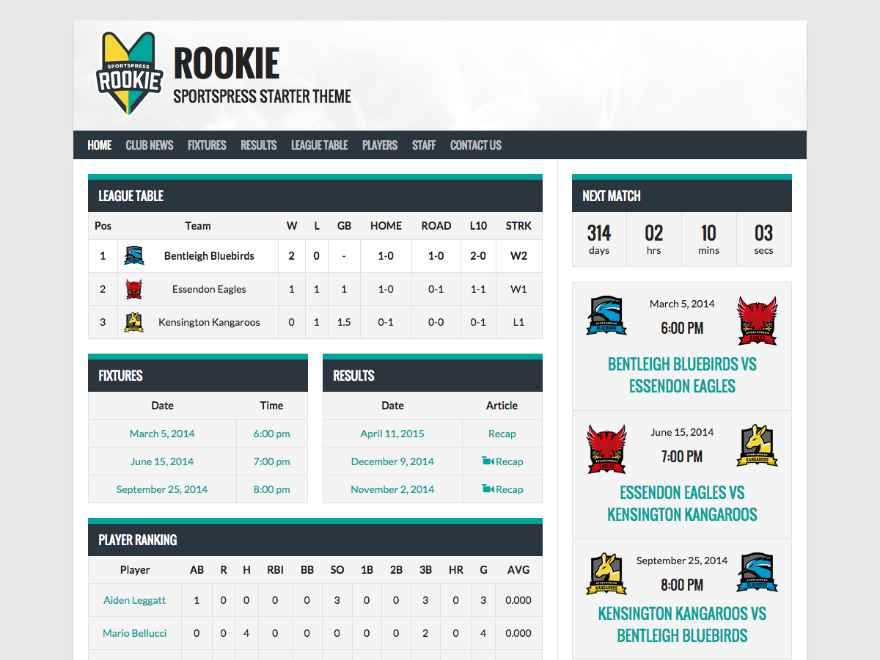 screenshot of theme Rookie