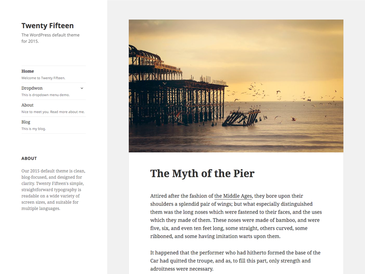 Preview of theme Twenty Fifteen