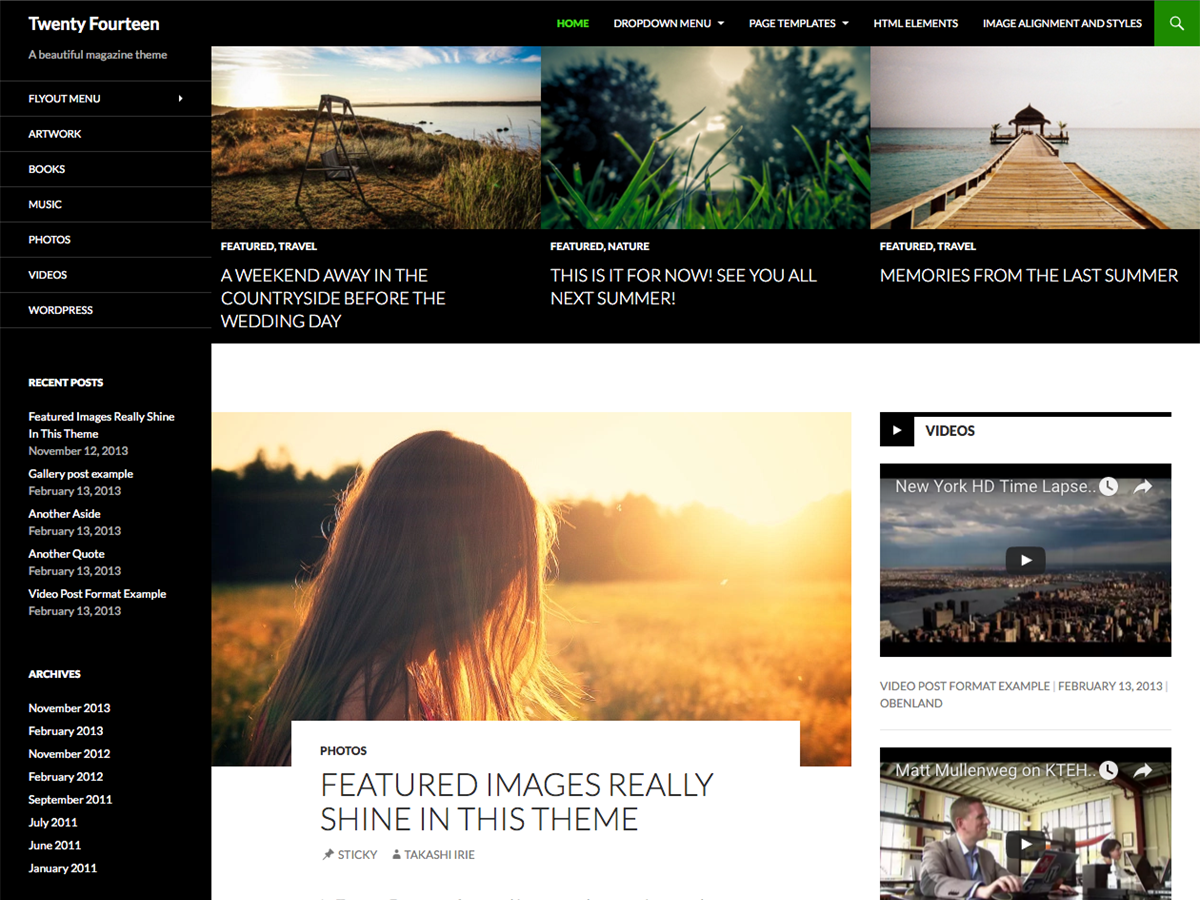 Preview of theme Twenty Fourteen