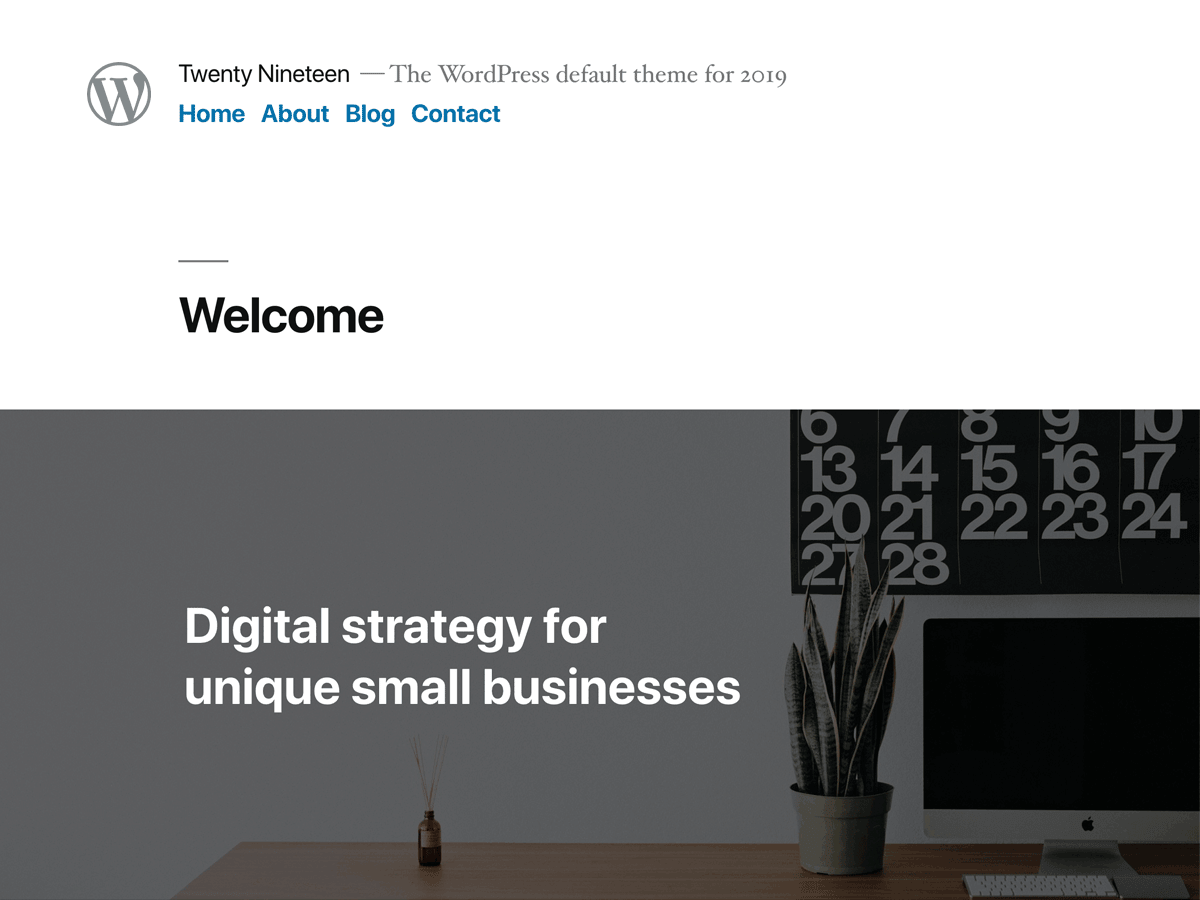 Preview of theme Twenty Nineteen