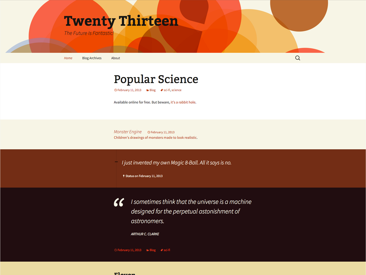 Preview of theme Twenty Thirteen