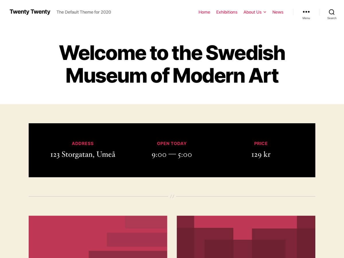 Preview of theme Twenty Twenty