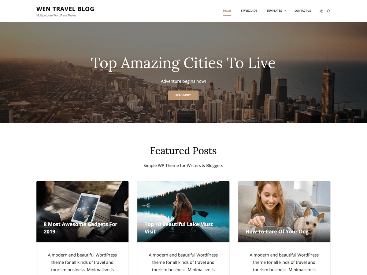 WEN Travel Blog 1.1 – WordPress Theme