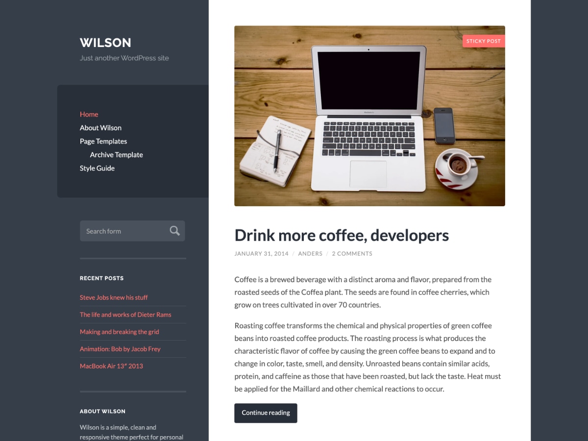 Preview of theme Wilson