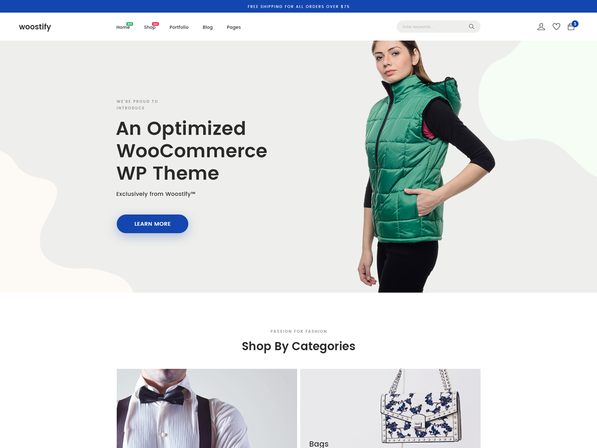 Woostify WordPress theme homepage screenshot