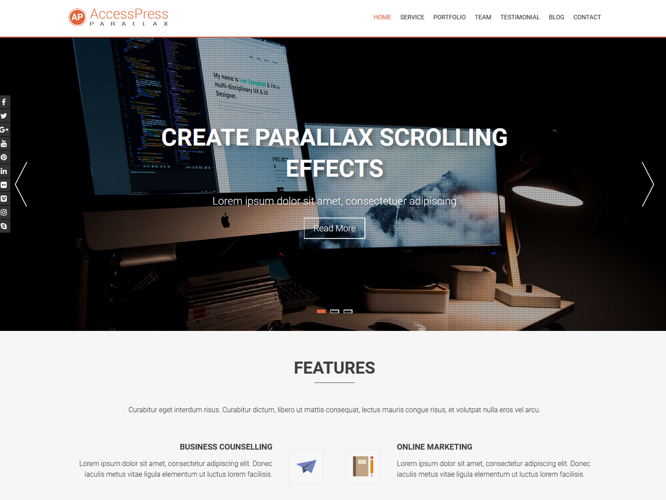 AccessPress Parallax Free WordPress Theme by access-keys