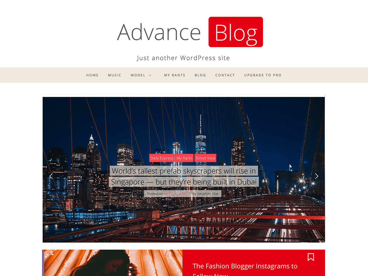 Advance Blog screenshot