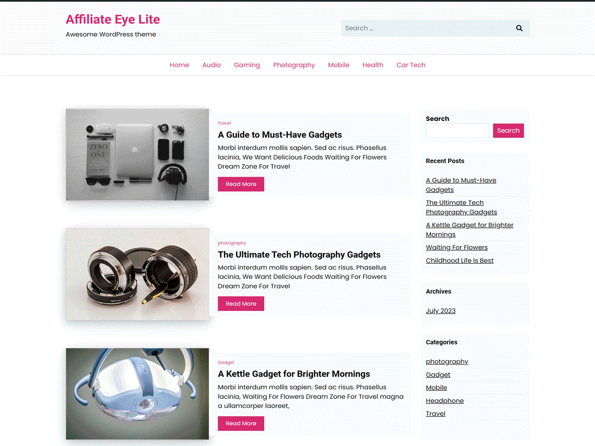 Affiliate Eye Lite Screenshot