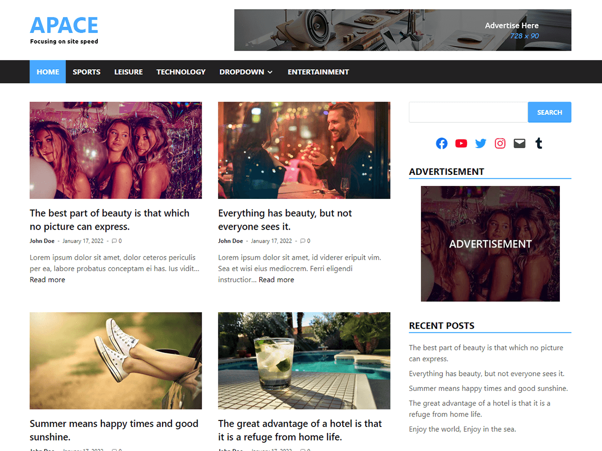 Apace - Simple & Fast WordPress Theme