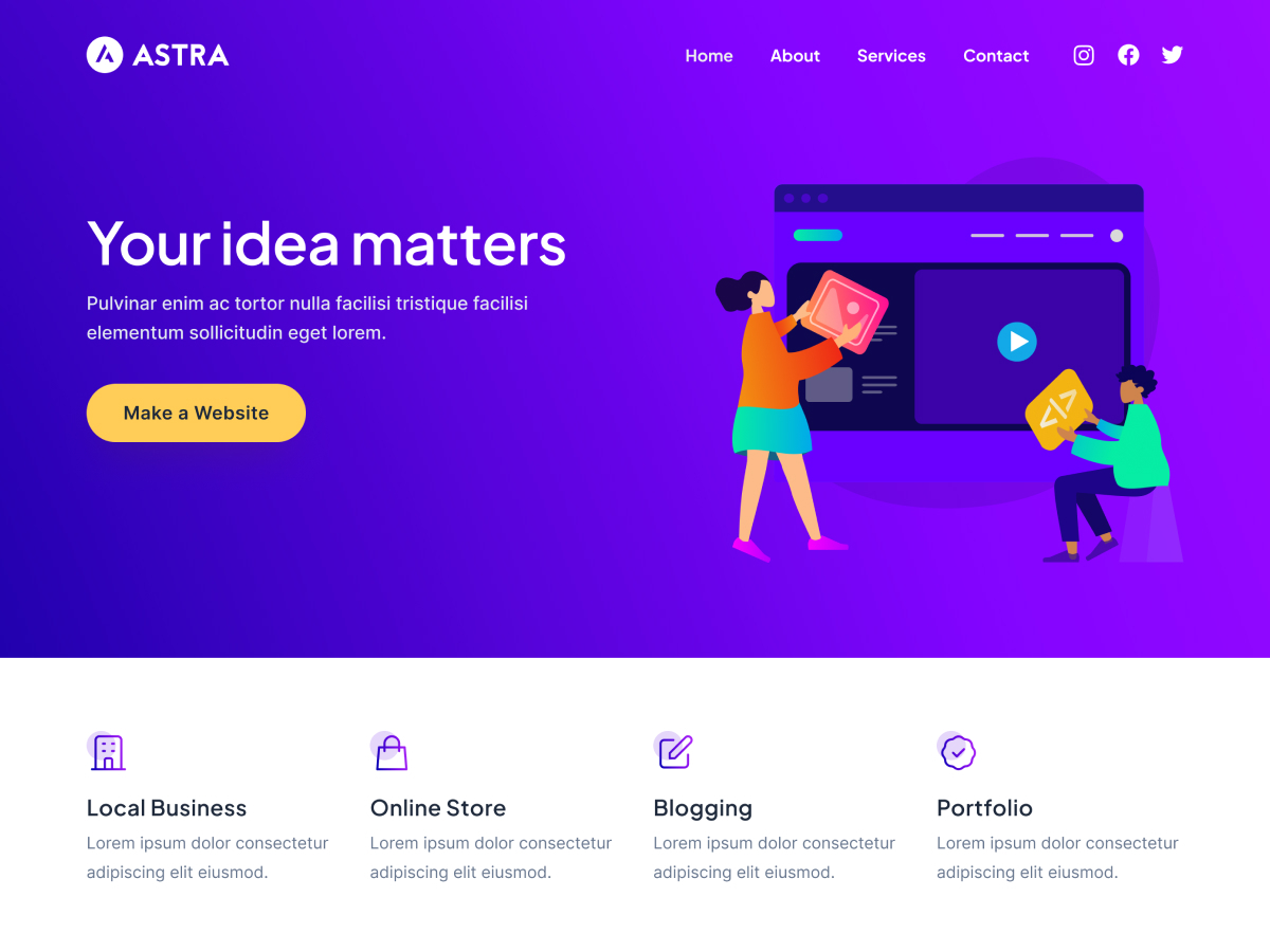 Astra WordPress 主题预览图,适合企业官网