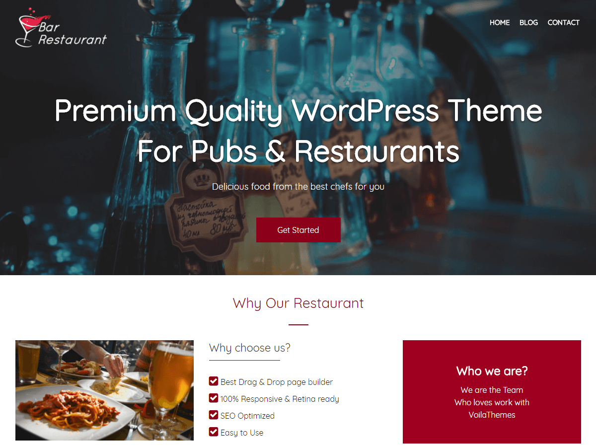 Bar Restaurant WordPress Theme by voilathemes