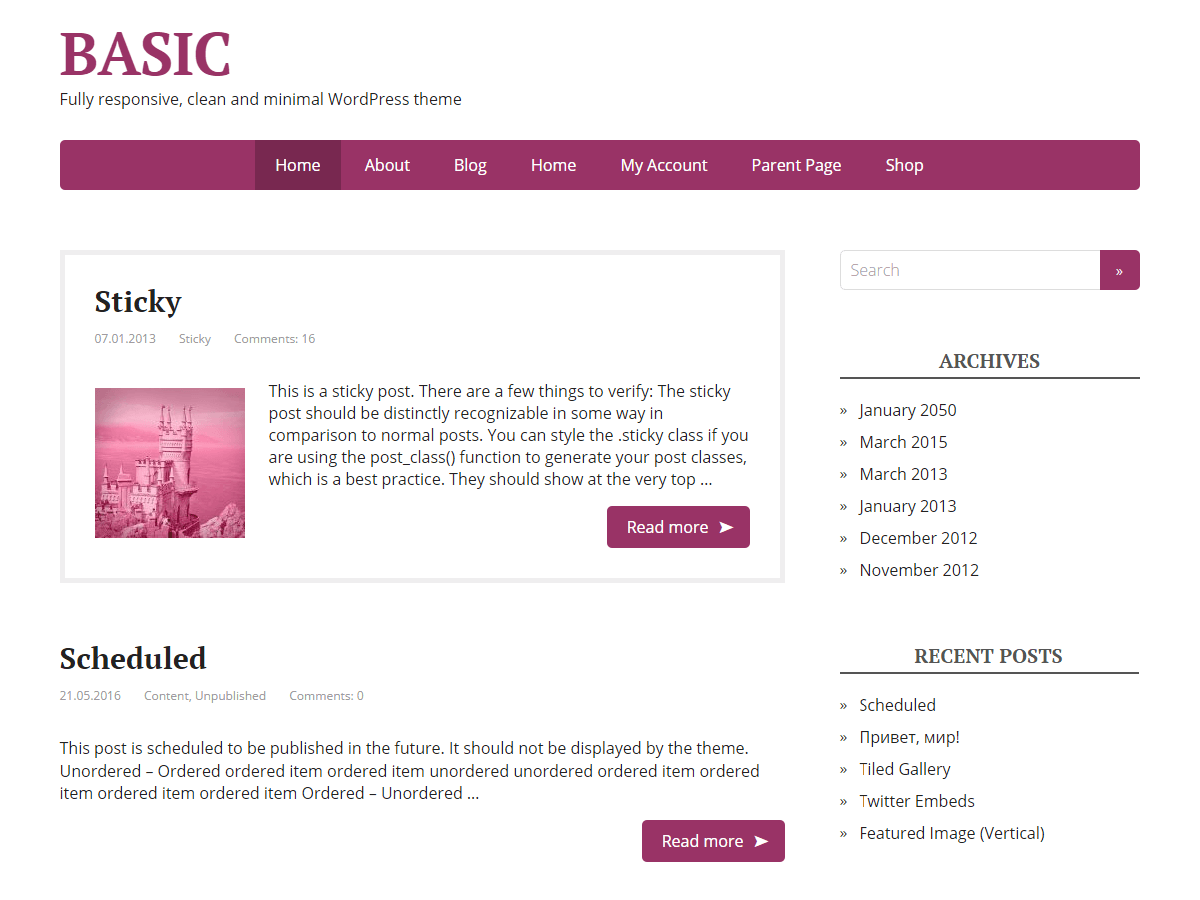 Basic WordPress Theme by wppuzzle