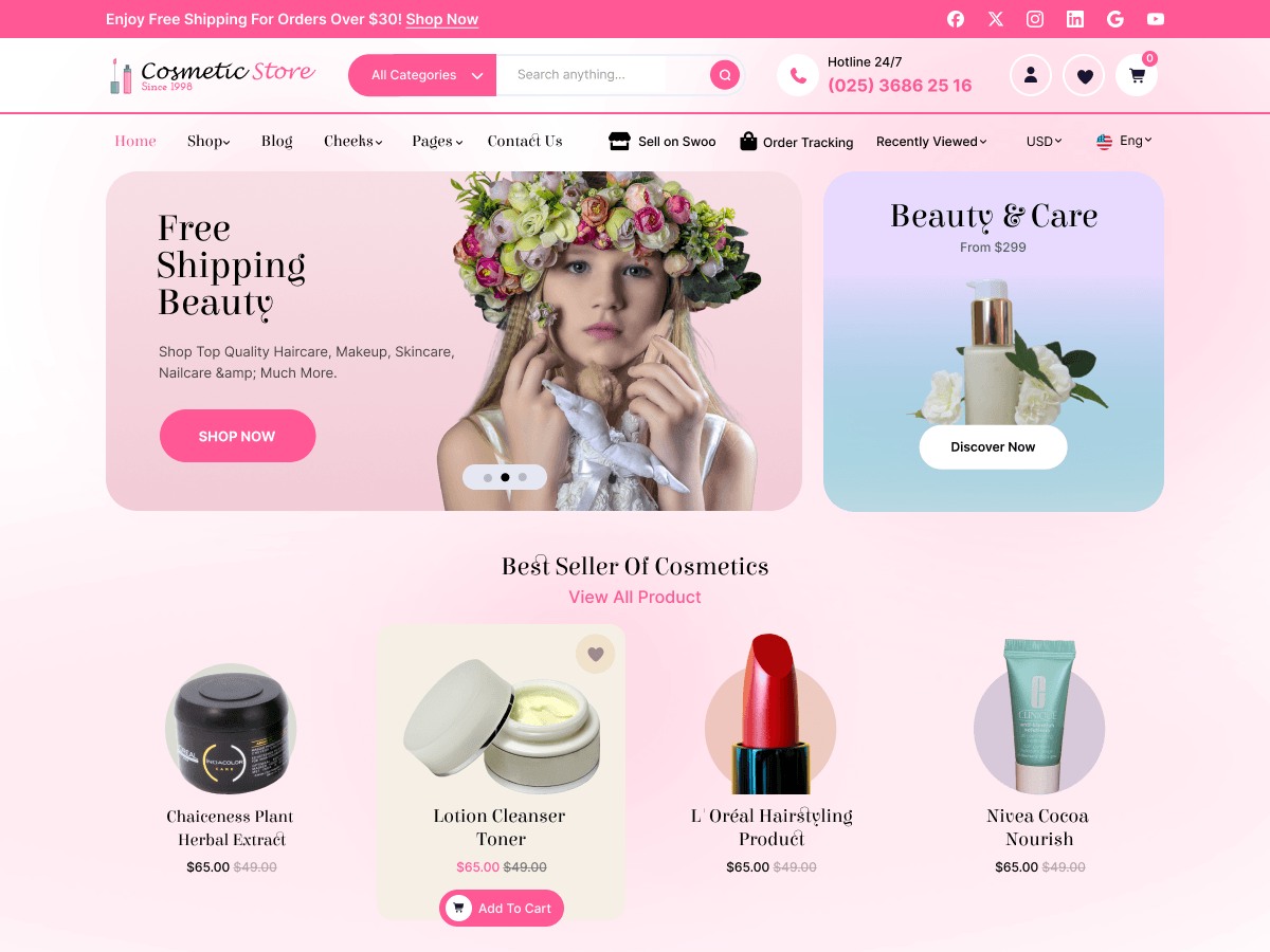 Beauty Cosmetics Lite theme preview