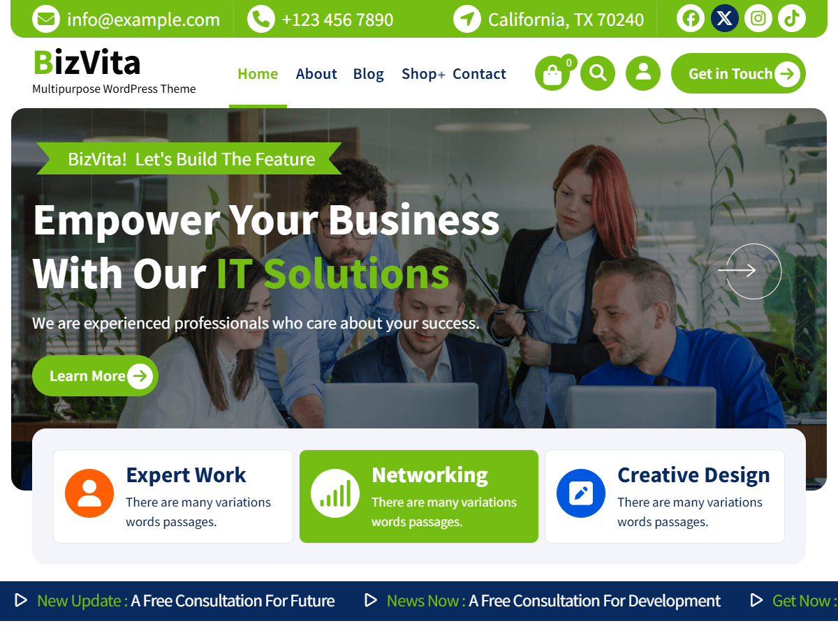 BizVita running inside a SandyWP sandbox