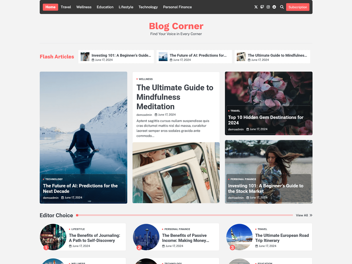 Blog Corner Screenshot
