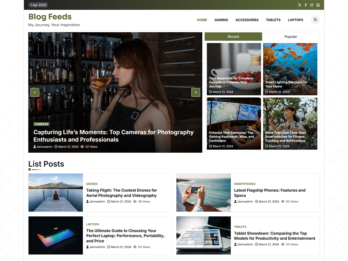 Blog Feeds screenshot