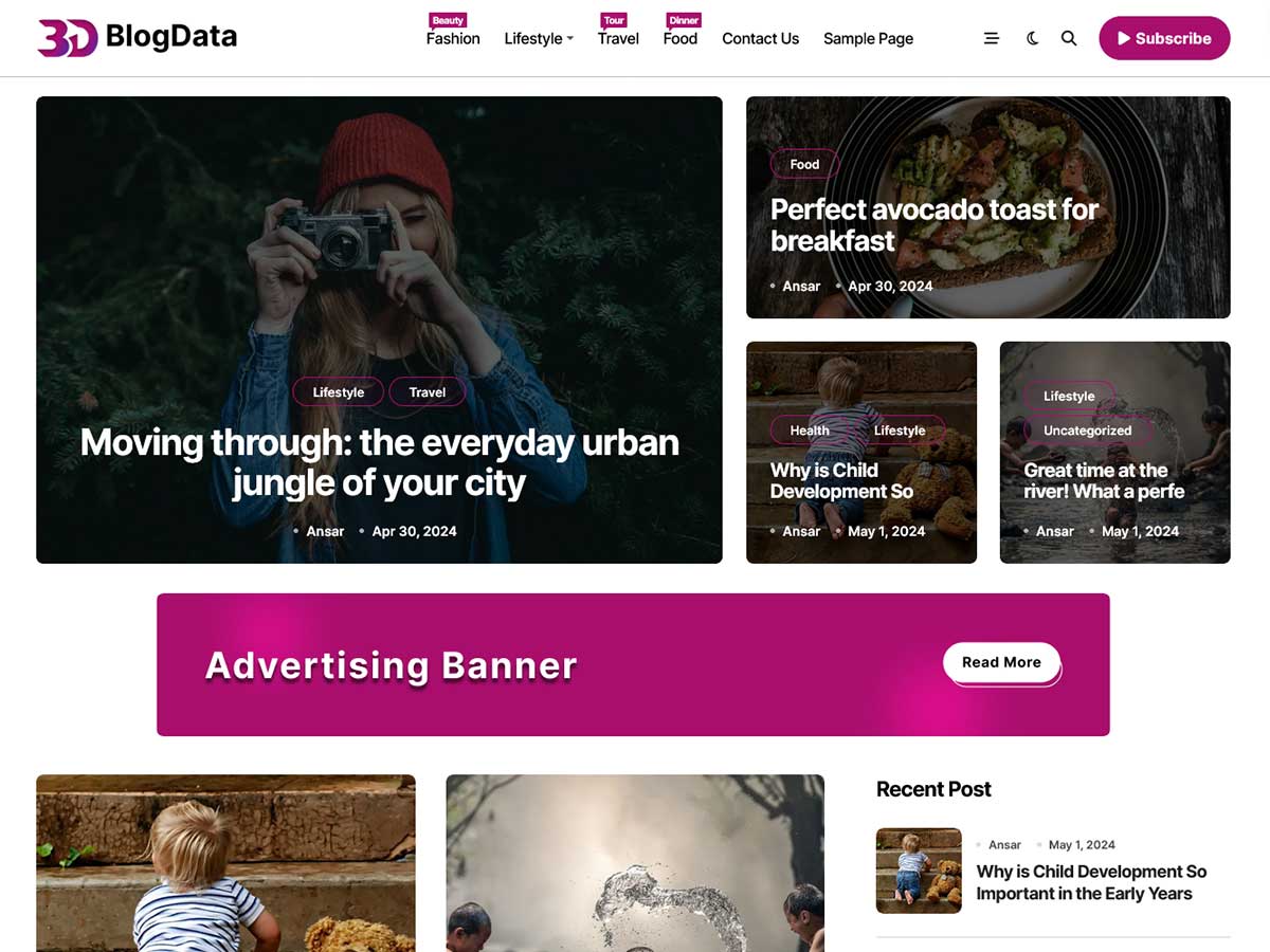 BlogData WordPress 主题预览图,适合公益社群