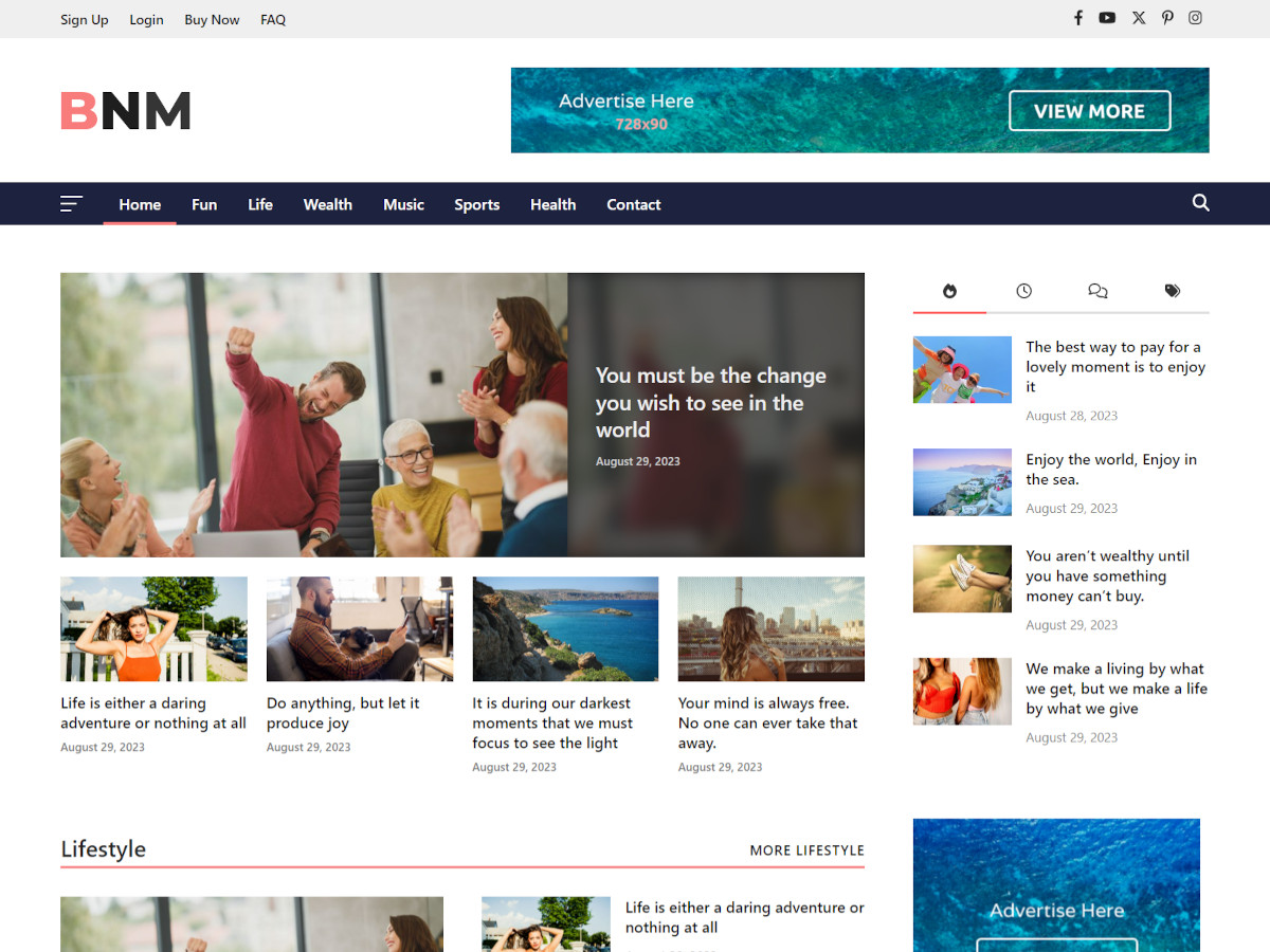 Click Bnm BNM - Simple and Powerful WordPress Theme for Blogs and News