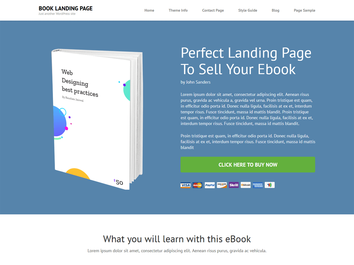 Book Landing Page screenshot