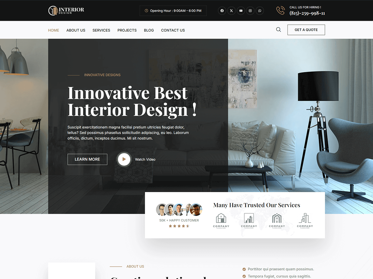 Bosa Interior Design - Multipurpose WordPress Theme