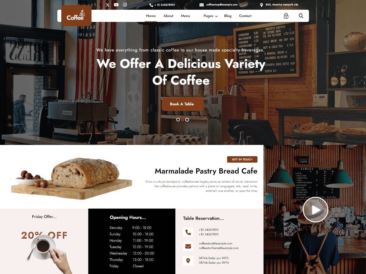 Cafeteria Elementor screenshot