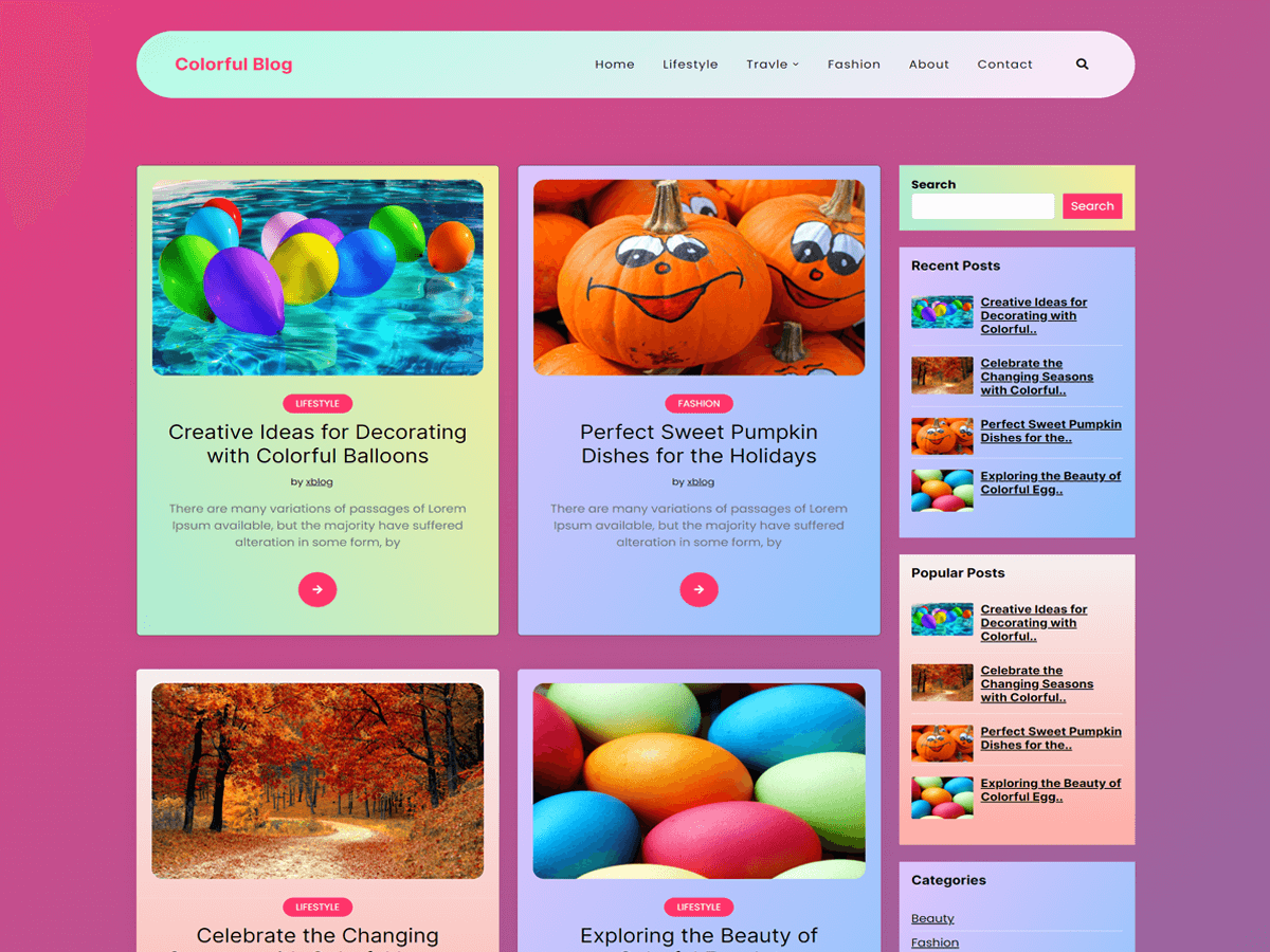 Colorful Blog Screenshot