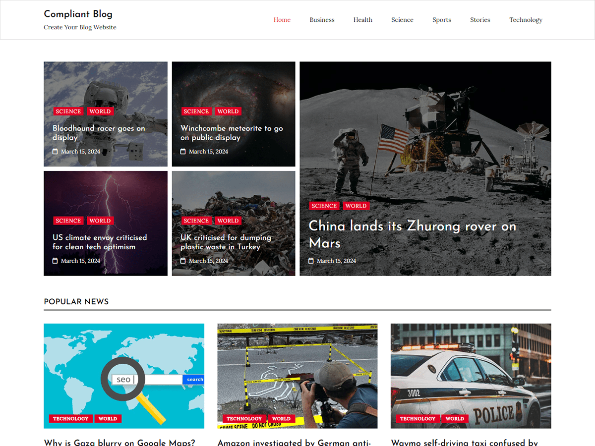 Compliant Blog Screenshot