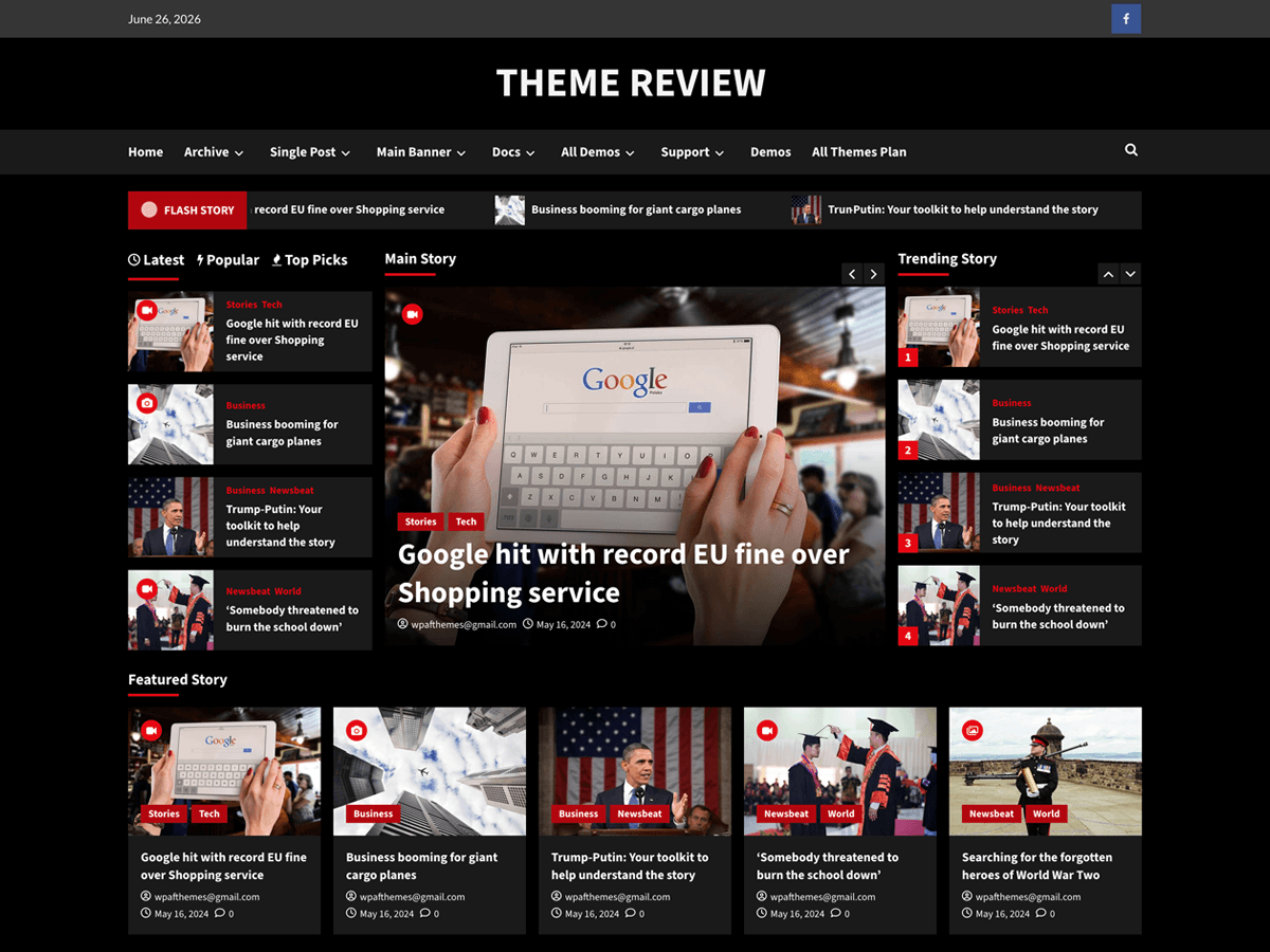 ContrastNews WordPress 主题预览图,适合餐饮酒店