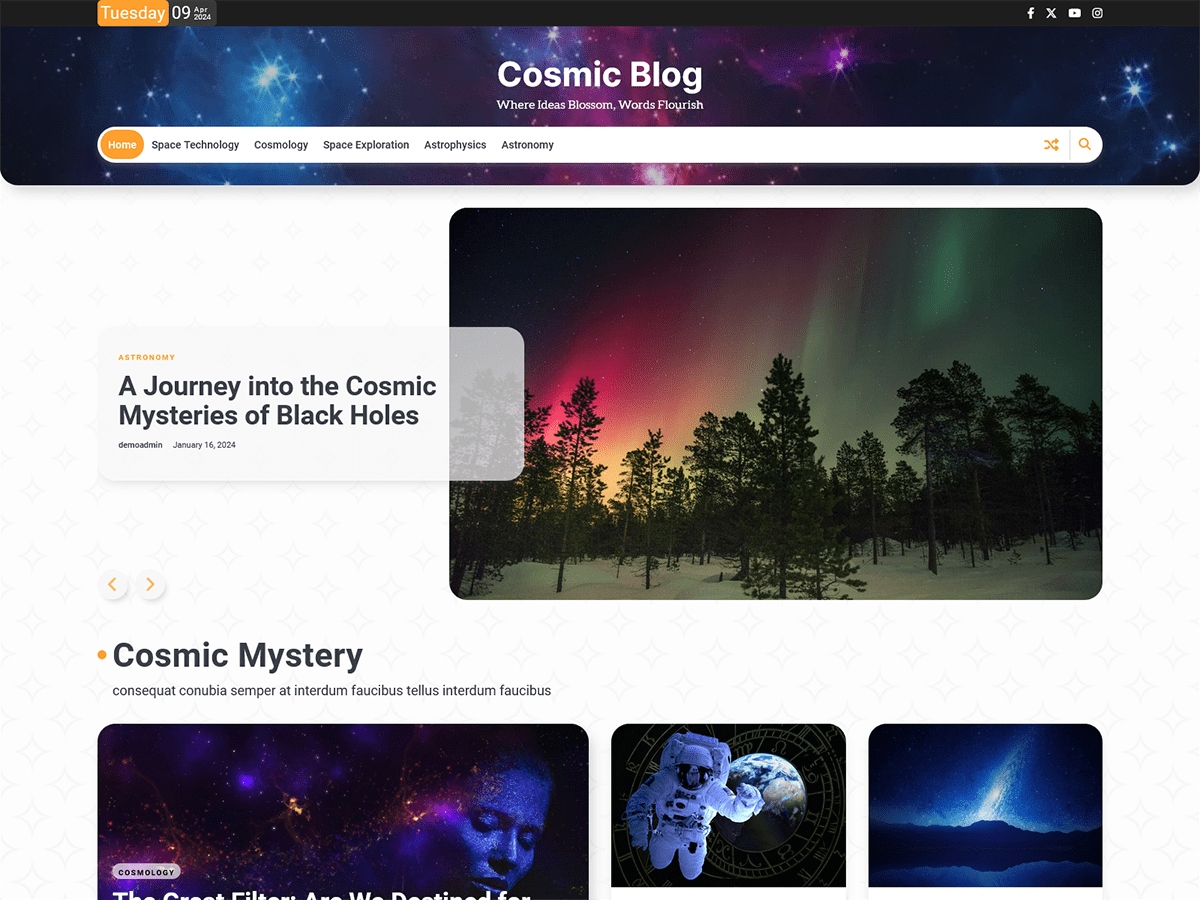 Cosmic Blog screenshot
