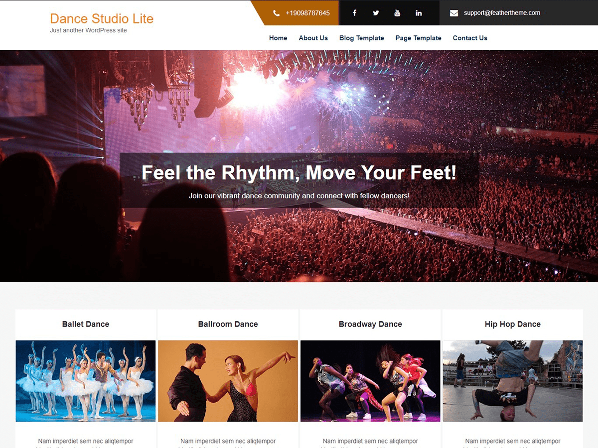 Dance Blog Lightweight, customizable WordPress theme for blogs, businesses, and ...