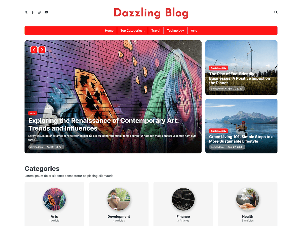Dazzling Blog screenshot