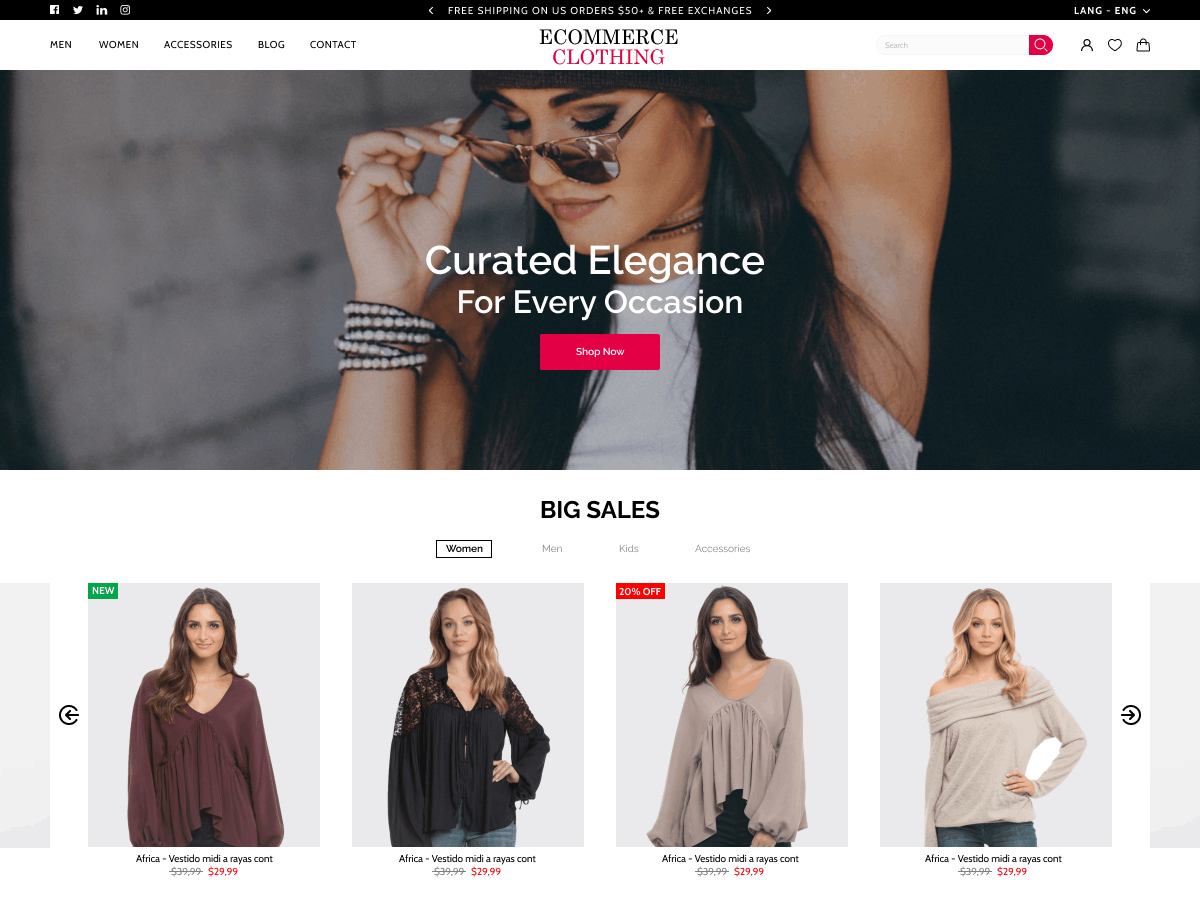 Ecommerce Clothing screenshot