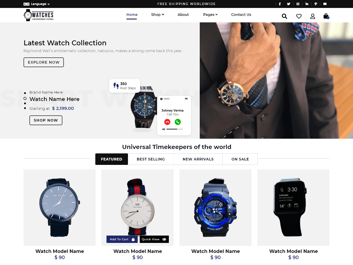 Ecommerce Watch Store screenshot