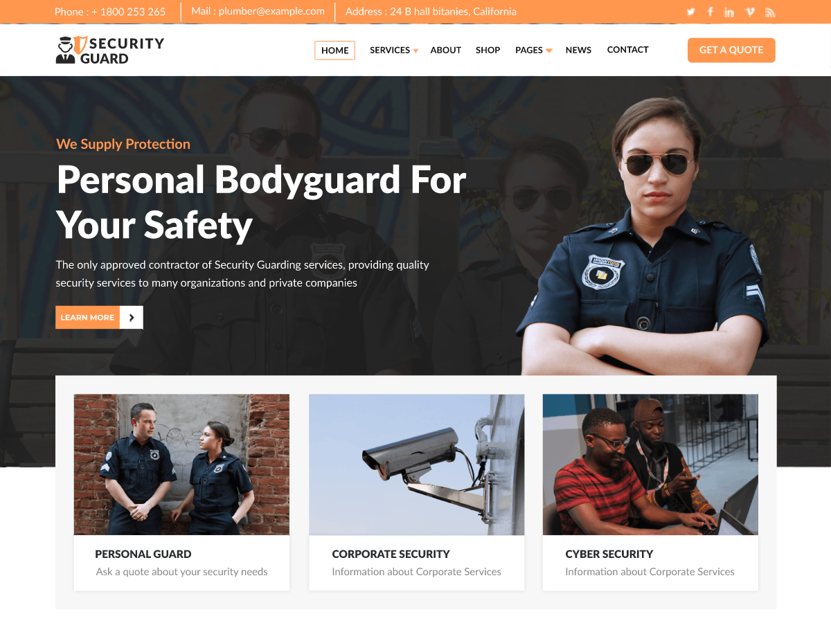 Elite Security Guard WordPress Theme - Professional & Mobile-Responsive ...