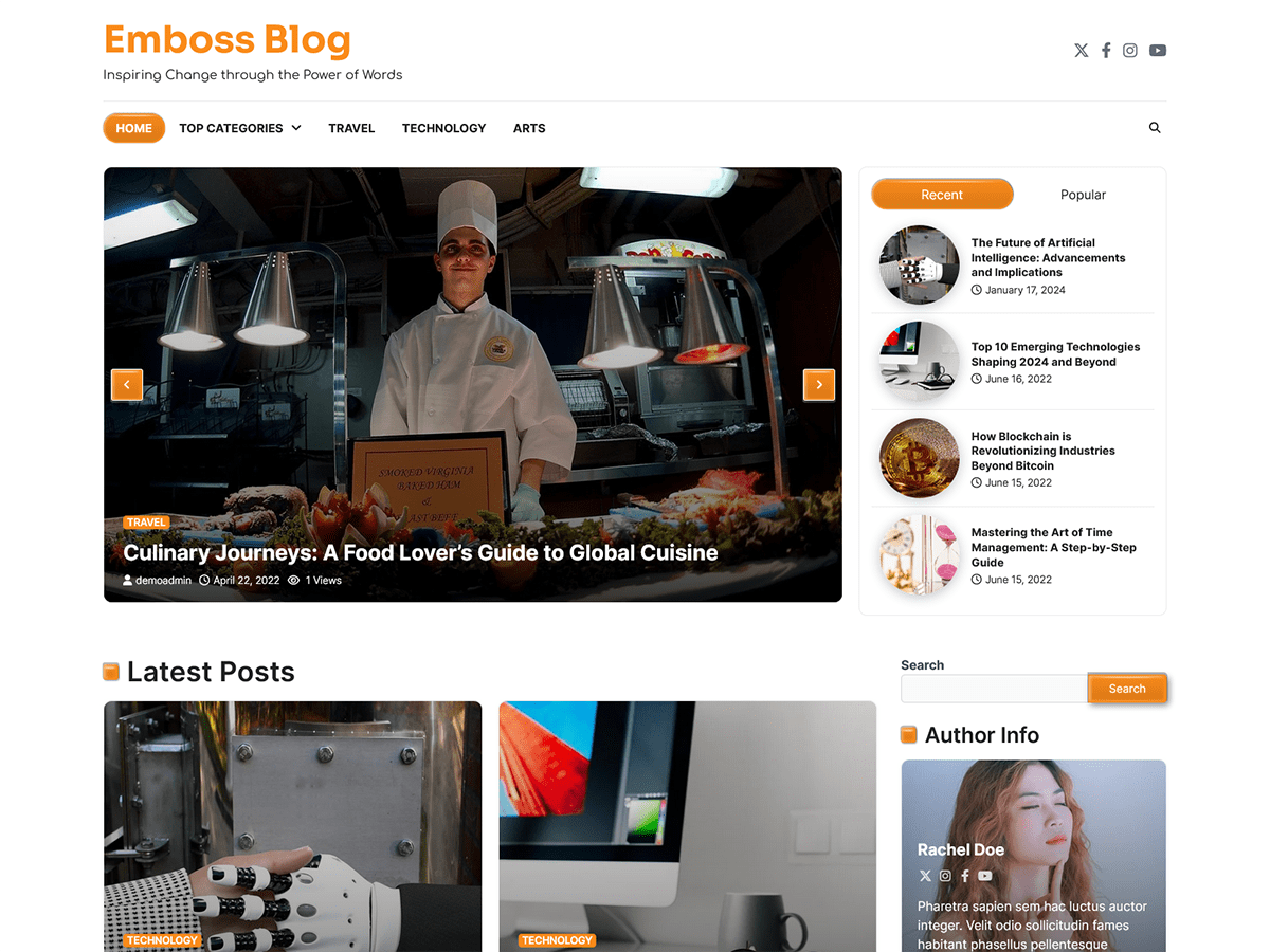 Emboss Blog screenshot